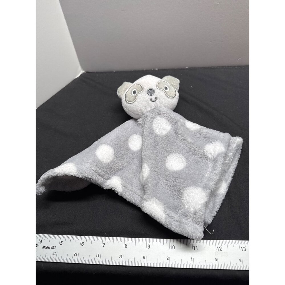 Cudlie Baby Panda Security Blanket Gray & White Polka Dot 100% Polyester Made In